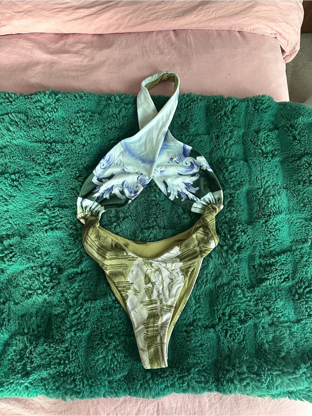 MIAOU Green & Blue Scarf-Halter One-Piece Swim Suit
